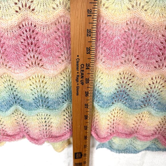 Pastel Rainbow Open Knit Crochet Open Front Longline Cardigan Sweater Womens 3XL - Picture 4 of 5